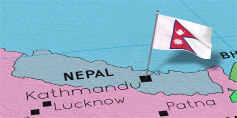 Nepal Kathmandu National Flag Pinned On Political Map Stock Image Image Of Tourism