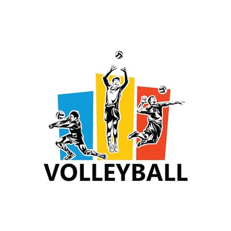 Vector de diseño de plantilla de logotipo de jugador de voleibol Vector Premium