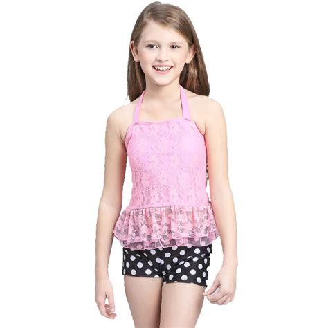 Fashionable Two Pieces Girls Bathing Suits Junior Girl Swimsuit