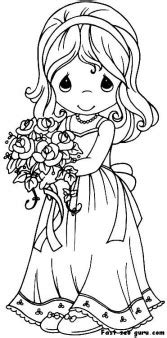 printable beautiful girl  wedding dress coloring page  printable coloring pages  kids