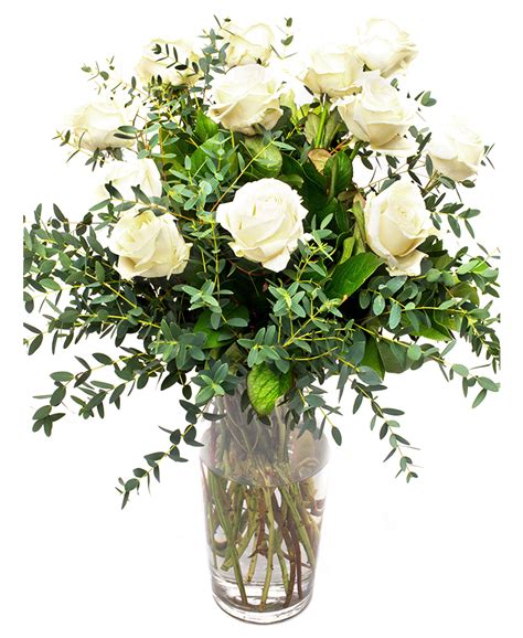 Roses And Foliage Long Stemmed White Flowers By Flourish
