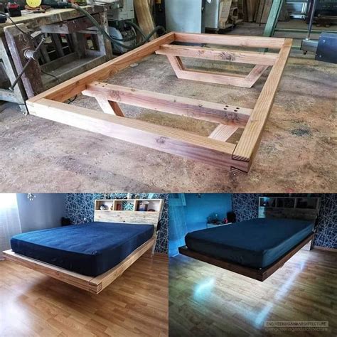 Stunning Wooden Floating Bed Frame