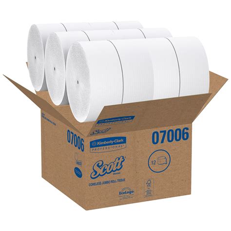 Scott Jumbo Roll Jr Coreless Toilet Paper 07006 2 Ply White 12