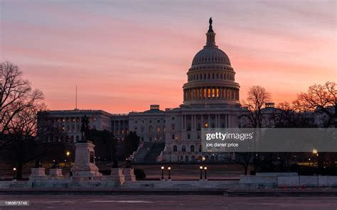 Dramatic Sunrise Capitol Building Washington Dc America High Res Stock