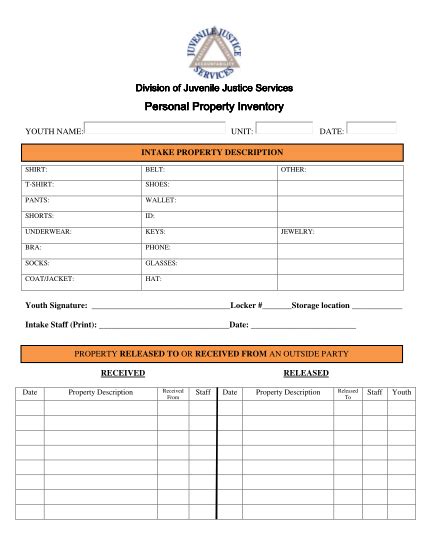 21 Personal Property Inventory Sheet Free To Edit Download And Print