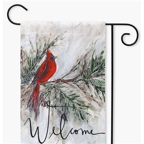 Cardinal Garden Flag Garden Flag Cardinal Cardinal Welcome Etsy