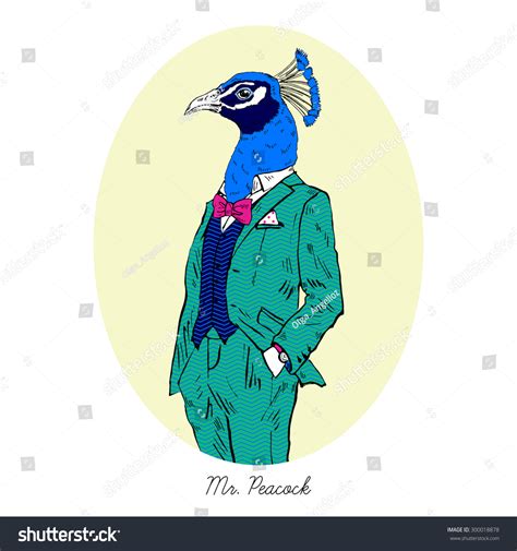 Peacock Dressed Colorful Suit Fashion Bird Stock Vector 300018878