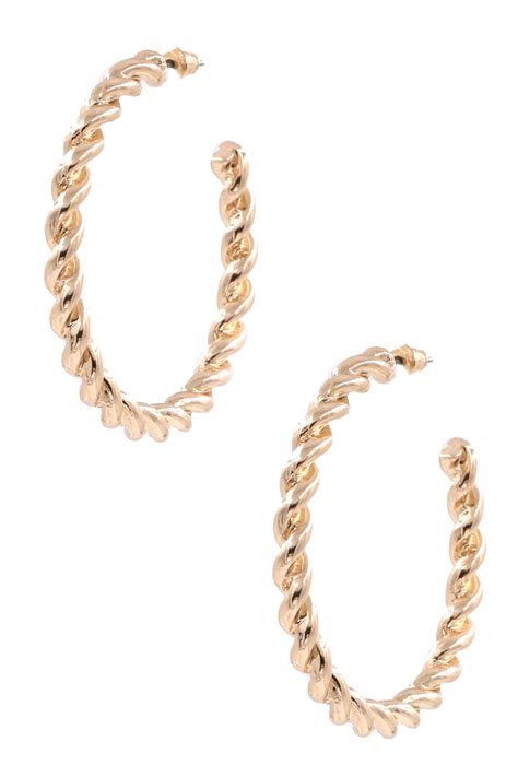 Gold Twisted Open Hoop Earrings