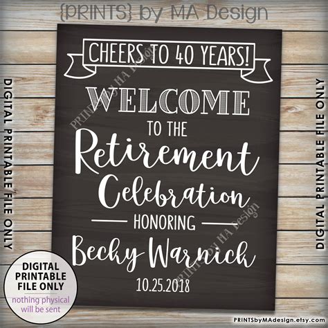Retirement Party Sign Cheers To Retirement Welcome To The Etsy