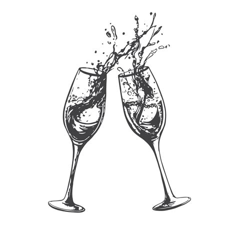 Champagne Glasses Hand Drawn Illustrations 22399920 Vector Art At Vecteezy