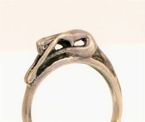 VINTAGE BEAUTIFUL STERLING Silver Nude Naked Woman Stretching Yoga Ring