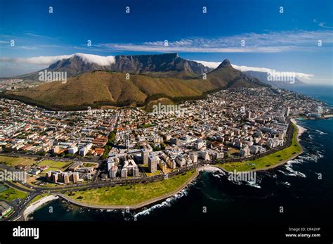 Table Mountain Aerial View Overlooking Cape Town Western Cape South