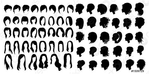 girls fashion hair set vector illustration white background stock
