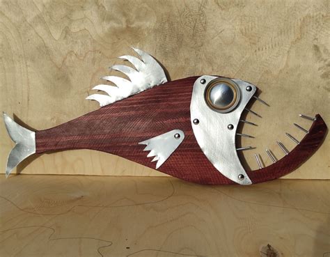 Wooden Fish Wooden Sculpture Painted Wooden Fish Wall Hanging Etsy In