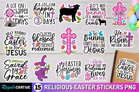 Religious Easter Stickers Png Bundle So Fontsy