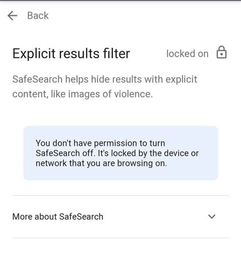 Back Explicit Results Filter Locked On Safesearch Helps Hide Results