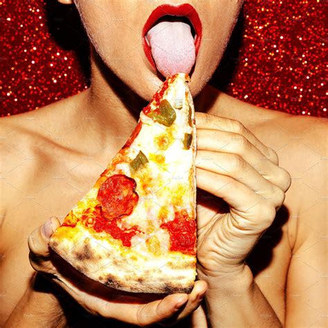 Food Porn Pizza Lover Sexy Girl M ~ Beauty And Fashion Photos ~ Creative Market