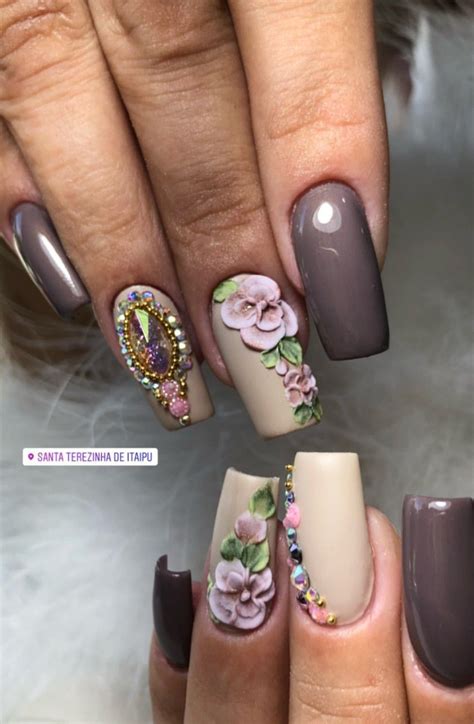 3d Flower Nails Flower Nail Designs Gel Nail Designs Nude Nails