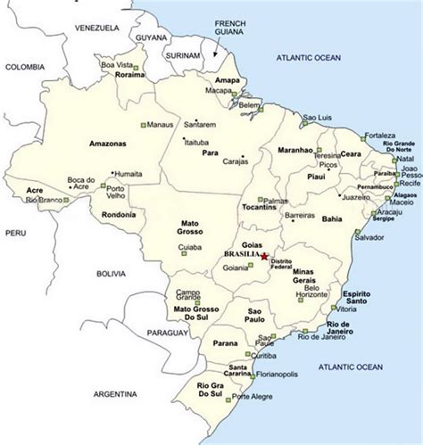 Mapa de Brasil con ciudades | Brasil | América del Sur | Mapas del Mundo