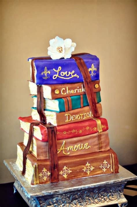 Customers say this is the best pan out there! Romantic Stacked Books Wedding Cake - CakeCentral.com