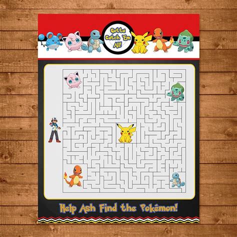 Pokemon Maze Activity Red And White Pokemon Por Ninelivesnotenough