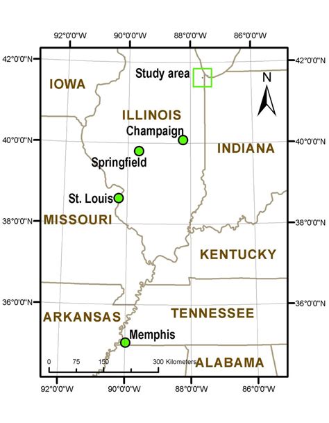 Location Map Of The Study Area Champaign Il Springfield Il St Louis