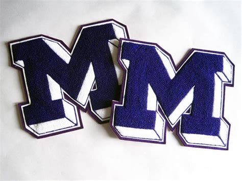 Varsity Letter M Patch Large Purple And White Patch For Etsy