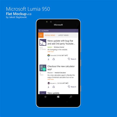 Microsoft Lumia 950 Flat Mockup Psd On Behance