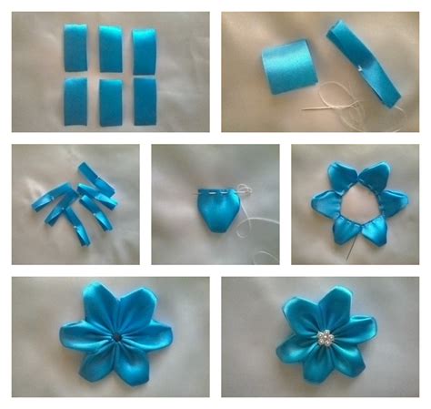 Flores fáciles con cintas de raso Satin Ribbon Roses Fabric Flowers Diy Baby Knitting Crafts