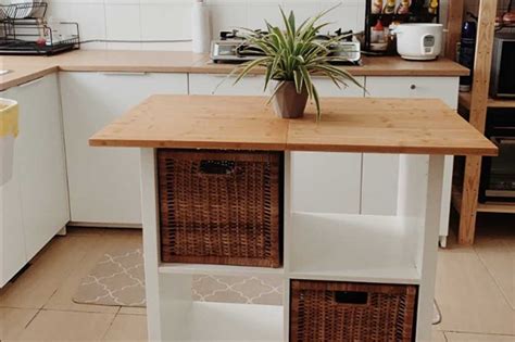 Small Kitchen Try Out This Kallax Compact Kitchen Island Ikea Hack