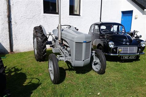 Grey Ferguson Tractor Beside Morris Minor Car Early 1950s Tractors