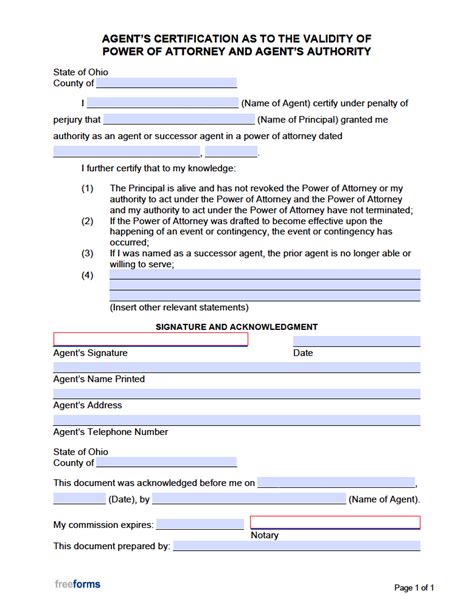 Financial Power Of Attorney Ohio Printable Form