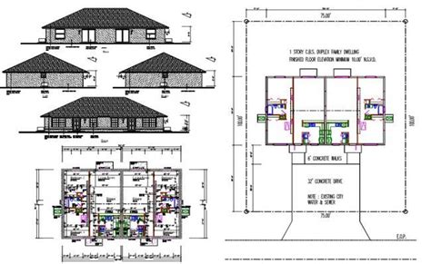Twin House Project Autocad File Residential House Home Projects Autocad