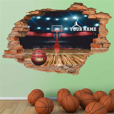 Basketball Wall Decal Personalized Basketball Arena Wall Etsy