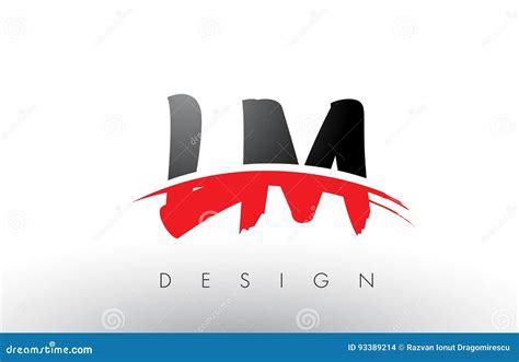 Lm L M Brush Logo Letters With Red And Black Swoosh Brush Front Stock