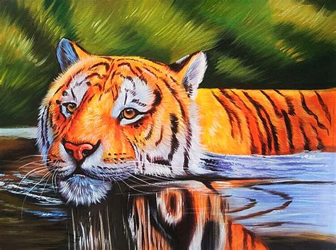 Buy Tiger Painting Handmade Painting By Kuldeep Singh Codeart6706