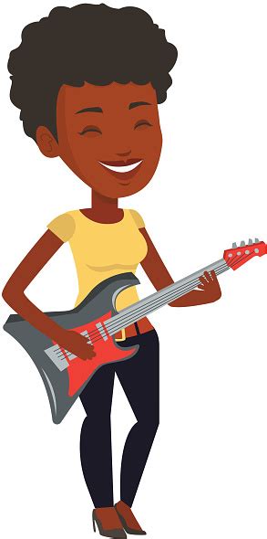 Woman Playing Electric Guitar Vector Illustration Stock Illustration