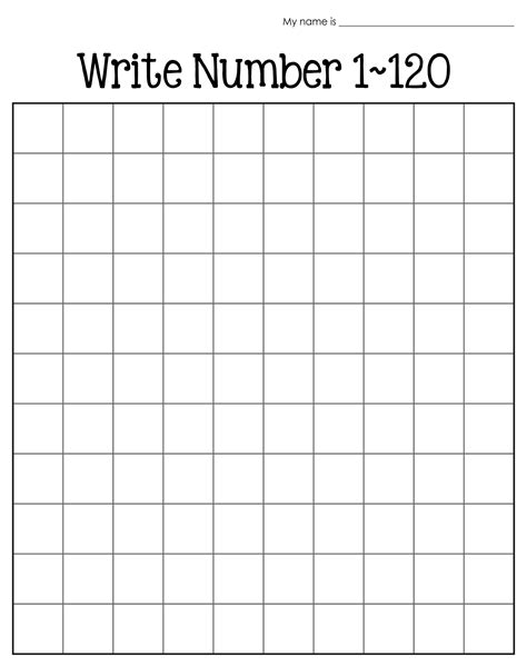 1 120 Number Chart Blank