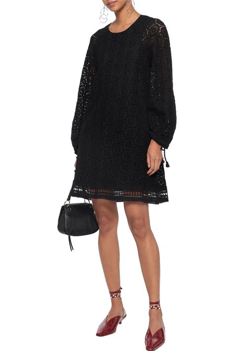 See By Chloé See By Chloé Cotton Guipure Lace Mini Dress Black In Black Lyst