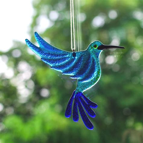 Handmade Fused Glass Hummingbird Suncatcher Glass Bird Etsy