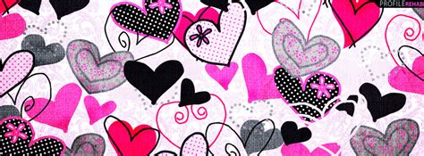 Black And Pink Hearts Cover For Facebook Timeline