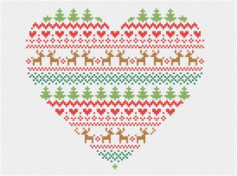 Dear stitchers, here is my christmas little gift for you. Fair Isle Christmas Heart Modern Cross Stitch Pattern