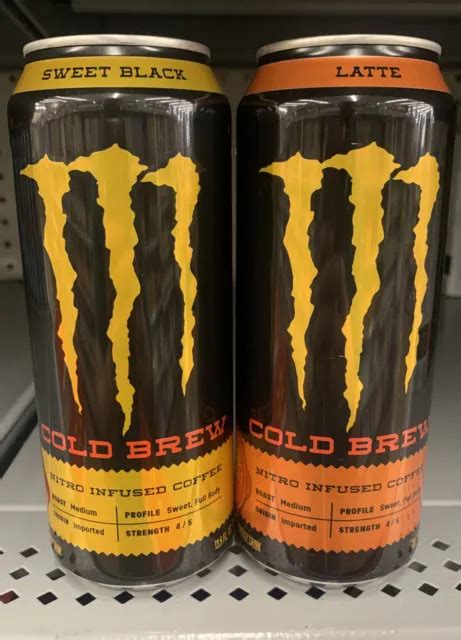 MONSTER ENERGY JAVA Cold Brew Nitro Coffee 2 Full Cans Latte Sweet