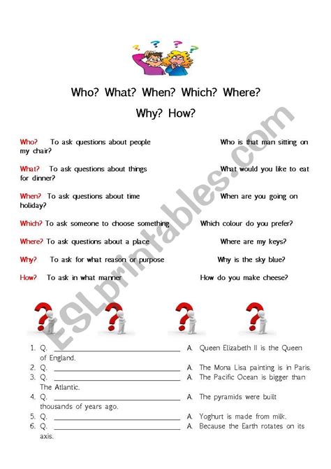 Who What Where When Which Why How Esl Worksheet By Melanie64