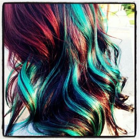 Image Result For Auburn Hair With Green Streaks Teal Hair Color Hair