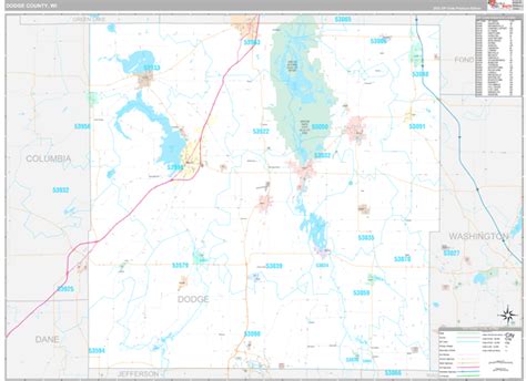 Dodge County Wi Wall Map Premium Style By Marketmaps Mapsales
