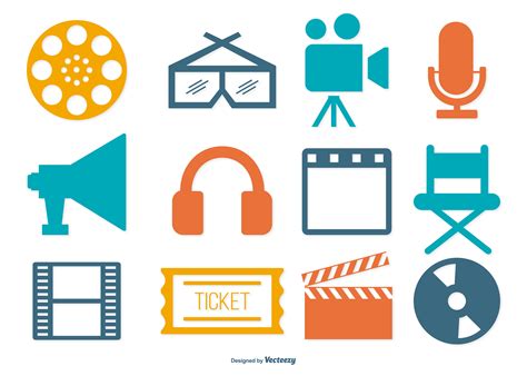 Colorful Assorted Cinema Icon Collection 165606 Vector Art At Vecteezy