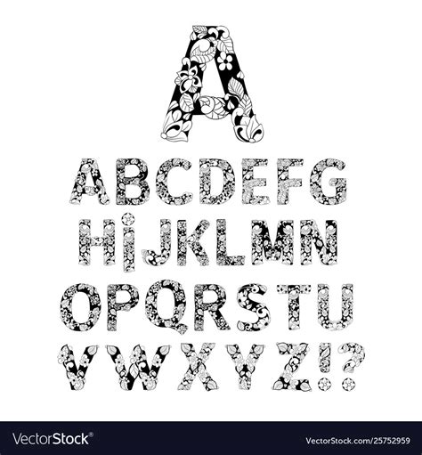 Ornamental Alphabet Letters Font Royalty Free Vector Image