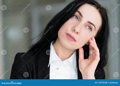 Emotion Face Thoughtful Wistful Pensive Sad Woman Stock Photo Image