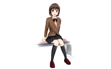 2400x1488 Girl Brown Eyes Smile School Uniform Short Hair Anime